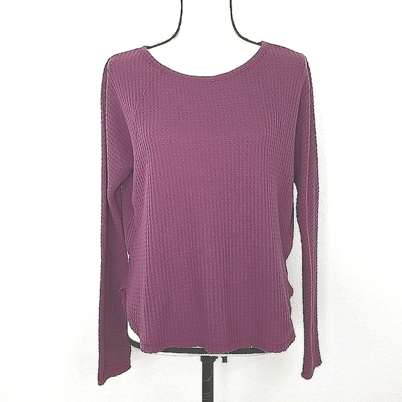 EVERLY Purple Textured Rough Edge Long Sleeve Top, size Small - Picture 1 of 5